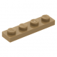 LEGO lapos elem 1x4, sötét sárgásbarna (3710)